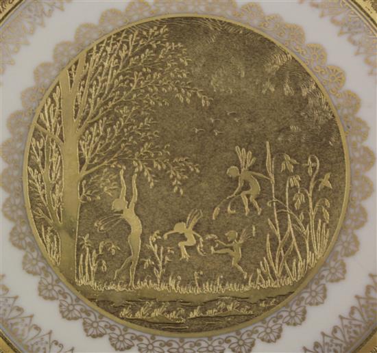 Two German porcelain gilt-decorated cabinet plates, early 20th century, 27cm